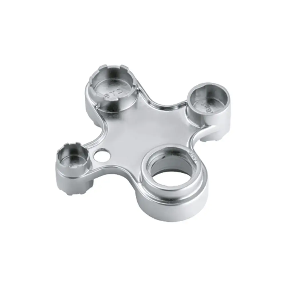 Montageschlüssel von Kludi mit mehreren Aufnahmen, geeignet zum Eindrehen und Lösen von Verbindungen, aus silbernem Metall mit einer sternförmigen Struktur.